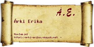 Árki Erika névjegykártya